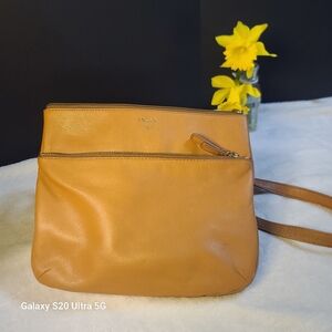 Fossil Tan Leather Crossbody Bag